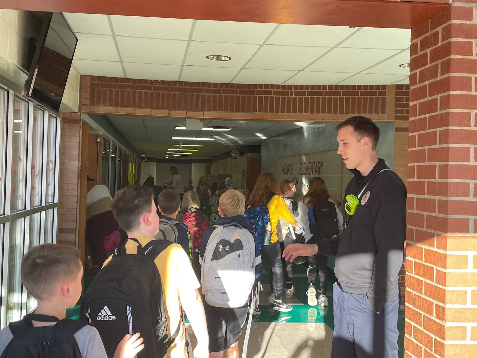 first hello firefighter greets students